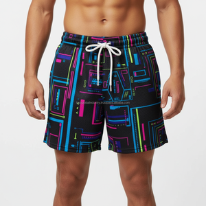 Shorts graphiques pour hommes en gros, impression OEM, motif Cyber vert, 2 shorts décontractés d'été pour le streetwear - Product Image 3