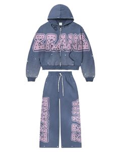 Nuevo diseño personalizado al por mayor de alta calidad chándales estilo holgado con cremallera personalizar la impresión Streetwear chándal - Product Image 3