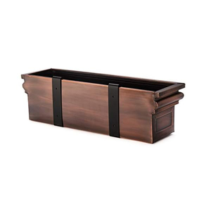 Jardinière de fenêtre en cuivre massif de qualité supérieure avec cadre en fer noir durable pour les balustrades de terrasse et de balcon, forme rectangulaire - Product Image 3