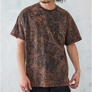 Corte personalizado coser Camiseta 100% algodón peso pesado lejía ácido lavado Vintage Regular Fit hombres - Product Image 2