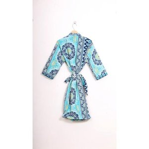 Kimono en coton matelassé Kantha fait main, style bohème, coloré, longue robe tricotée indienne pour femme, été-printemps - Product Image 6