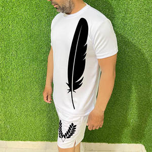 Ensemble de shorts et de t-shirts pour hommes professionnels, été/automne, tenue décontractée de haute qualité, taille plus, imprimé, 100% coton respirant - Product Image 2