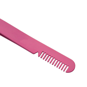 Pinzas de Cejas Rosadas de Acero Inoxidable Personalizadas al por Mayor con Marca Privada, Peine y Clip para Cejas - Product Image 5
