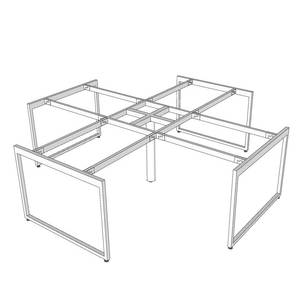Mesa de Clúster de 4 Plazas con Estructura de Acero, 240x240cm, Sistema Slean HCSL030 - Product Image 6