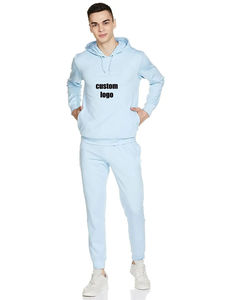 ชุดวอร์มสำหรับผู้ชายผ้าคอตตอนสีทึบชุดวอร์มสำหรับฤดูหนาวสินค้าใหม่เสื้อผ้า100% - Product Image 1