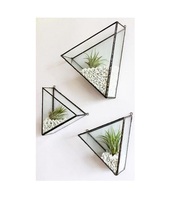 Fer métal Triangle forme noir fini tenture murale jardinières fantaisie Style luxe fait à la main utilisé maison jardin plantes décoration