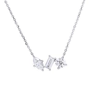 1.50Ct Baguette Marquise and Round Moissanite Diamond Pendant <b>Necklace</b> for Women Timeless Design in 14K White Gold <b>Handmade</b> - Product Image 4