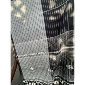 Bufanda Larga de Algodón Premium Tejida a Mano para Mujer, Color Pergamino/Carbón, con Diseño Estampado de Animales y Dibujos Animados, Estilo Primavera - Product Image 3