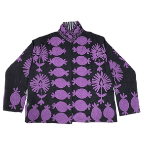 Chaqueta de algodón Sujani Khadi para otoño, con flecos, lentejuelas y decoración de patchwork, logotipo personalizado, de lino, doble botonadura, estilo universitario, corta. - Product Image 1