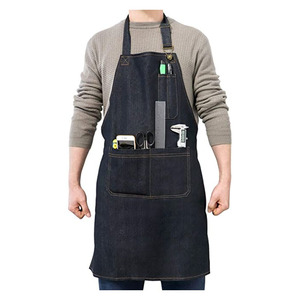 Custom Logo With Two-Pockets Black Color-Promotion <strong>Cotton</strong> Plain Full-Length <strong>Bib</strong> <strong>Adult</strong> Working Gardening Apron for Men's