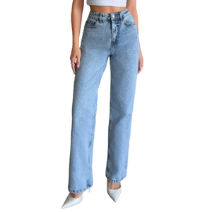 Pantalones de mezclilla para mujer Pantalones vaqueros de pierna recta de cintura alta lavados informales Pantalones vaqueros rectos antiarrugas La mejor moda para mujer - Product Image 2