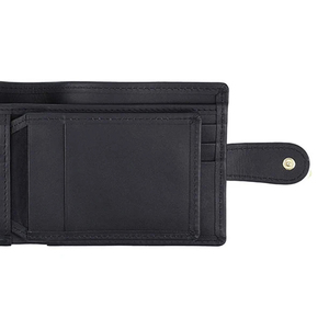 <b>Men's</b> Genuine Leather Slim <b>Wallet</b> With Striped Lining Fold Closure Card Holder Short Length Minimalist Design - Product Image 3