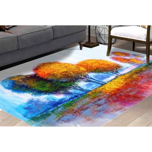 Alfombras con estampado de árboles coloridos, alfombra de otoño, alfombra con diseño de paisaje, alfombra impresa, alfombra suave no tejida - Product Image 2