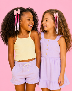 Extensions capillaires synthétiques pour enfants Coily Clips style rose bonbon populaires - Product Image 2