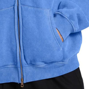 Sudaderas con capucha y cremallera de algodón con logotipo personalizado de 400 gramos para hombre, estilo informal de gran tamaño, temporada de primavera, letras con capucha tejidas de alta calidad - Product Image 2