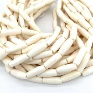 Cuentas de tubo de hueso de búfalo ecológicas hechas a mano, Blanco Natural pulido, personalizable, forma de tubo largo, collar de joyería, arte Tribal - Product Image 3