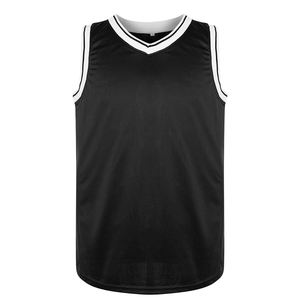 Maillot de basket-ball unisexe noir à col en V sans manches, en maille respirante, pour équipe adulte, coupe classique - Product Image 1