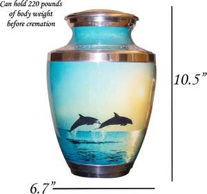 เรือนฝังศพปลาโลมาเต้นรําที่กําหนดเองมนุษย์ผู้ใหญ่ปลาโลมามหาสมุทรสีฟ้าคนรักงานศพ Urn พร้อมที่จับคู่ของที่ระลึก - Product Image 4
