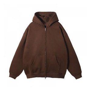 Venta al por mayor de sudaderas con cremallera completa con forro polar cálido logotipo personalizado 100% algodón de punto con cremallera Sudadera con capucha - Product Image 2