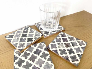 Posavasos con incrustaciones de hueso de madera natural hecho a mano pulido de alta calidad para hotel, hogar y restaurante de la India. - Product Image 2