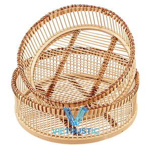 Bandeja de servicio moderna para el hogar Bandeja de ratán de bambú Productos de organización para el hogar Fibra natural - Product Image 1