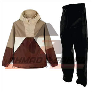 Conjunto de chándal con capucha y cremallera completa de nailon de alta calidad bordado con logotipo personalizado OEM cortavientos transpirable en todos los tamaños patrón sólido - Product Image 5