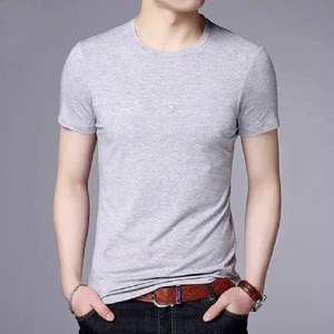 Camiseta informal de verano para hombre con diseño de logotipo personalizado OEM, 100% algodón, seda helada suelta, manga corta, talla grande, patrón sólido - Product Image 6