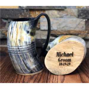 Tasse de luxe en corne à boire Viking avec base en bois Conceptions personnalisées pour les bars et les hôtels à la maison Cadeau de bienvenue Verres à collectionner - Product Image 6