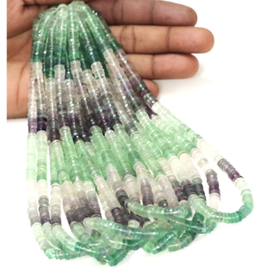 Hermosas Cuentas Heishi de Fluorita en Forma de Neumático, Facetadas y con Degradado de Color, 5-8mm, Calidad AAA, Cuentas de Fluorita Facetadas en Forma de Rueda con Degradado de Color - Product Image 2