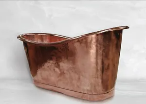 Bañera de cobre hecha a mano independiente de diseño moderno fabricada en India para ducha de baño de lujo precio a granel - Product Image 4