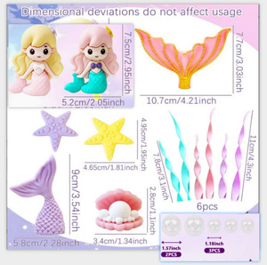 Décoration de gâteau Sirène Coquillage Étoile Corail pour Fête d'Anniversaire Enfants 6-8 Ans Faite à la Main Plastique Moderne 38 Pièces Vente Chaude - Product Image 3