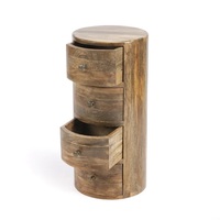 Table de chevet ronde élégante et raffinée à quatre tiroirs, de bonne qualité, en bois massif naturel, tables basses