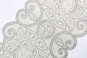 Christmas <b>Dining</b> <b>Table</b> Beaded <b>Runner</b> Placemat Handmade Cloth Decorative Wedding Mat With Leaves Design for Home Use - Product Image 3