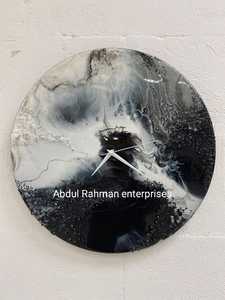 "Reloj de pared de resina epoxi azul, gris y blanco, elegancia hecha a mano por SmarkExports, perfecto para la decoración moderna del hogar" - Product Image 5