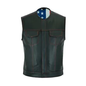 100% Genuine Leather For Men Biker Leather Vest Motorcycle Racing Use Leather vest