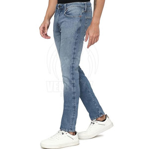 Pantalon en jean taille haute en coton décontracté pour hommes Braguette légère à boutons Logo personnalisé Conception professionnelle OEM Caractéristiques du service à vendre - Product Image 3