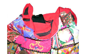 Fait à la main ethnique Banjara coton robe fils colorés miroir travail fermeture à glissière grande capacité Design Portable pour les mariages - Product Image 5