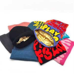 Bonnet en tricot d'hiver vintage à la mode en gros, style streetwear, cache-tête, logo personnalisé, impression numérique, chapeau d'extérieur - Product Image 2