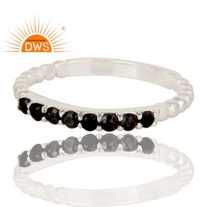 Dernière création : Bague éternité artisanale en argent sterling fin avec pierre précieuse onyx noir naturel – Fabricant de bijoux sur mesure - Product Image 2