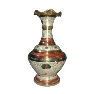 High Quality Brass Flower <b>Vase</b> With Multi Color Engraving Blue Paint <b>Gold</b> Finished For Home Decor Table Decorative Flower <b>Vase</b> - Product Image 4