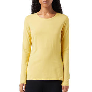 Camiseta transpirable para mujer, nueva camiseta 100% de algodón, camiseta informal sólida con cuello redondo, Camiseta estampada de manga larga para mujer - Product Image 6