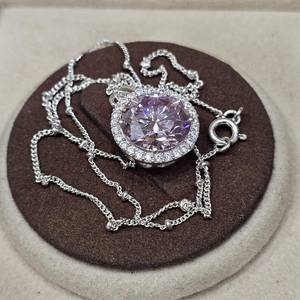 Collier de fiançailles en argent sterling 925 avec pierre précieuse moissanite rose ronde originale VVSD pour femmes, vente en gros, sur mesure - Product Image 6