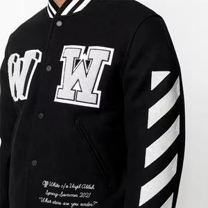 Custom Men's Hooded Stand Letterman Varsity <b>Jacket</b> <b>Canvas</b> Breathable Vintage Streetwear Embroidery Chenille Patch Winter Front - Product Image 6