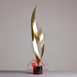 Sculpture moderne en métal d'aluminium brut pour la décoration de bureau, forme ronde, sculpture en granit, ton marbre naturel - Product Image 5