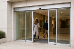 Puerta Corredera de Vidrio Automática Moderna Personalizada, Doble Acristalamiento, Vidrio Templado, Impermeable, Aislamiento Térmico, Marco de Aleación de Aluminio para - Product Image 5