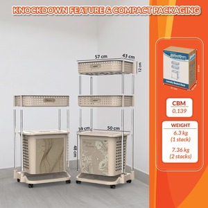 Naiba 2-Shelf Laundry <b>Basket</b> Blooming, featuring durable construction, dual compartments for sorting, perfect for any room. - Product Image 4