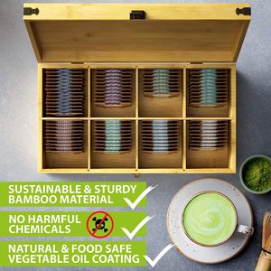 Tea Organizer Box Big & Tall 14" x 8" x 4" Mangowood Wooden Organizer <b>Storage</b> <b>Chest</b> 8 Tall Adjustable Slots 100% Handmade - Product Image 6