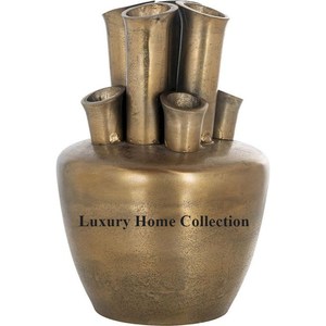 Vase et pots à fleurs durables en métal en forme de corne 7 porte-fleurs couleur or aspect brillant Design attrayant pièce maîtresse décorative - Product Image 1