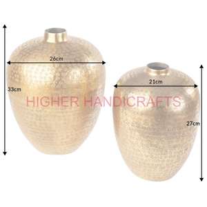 Vase à fleurs en aluminium Pots martelés Vase de table de luxe Art déco pour la maison et les hôtels Décoration de mariage - Product Image 4