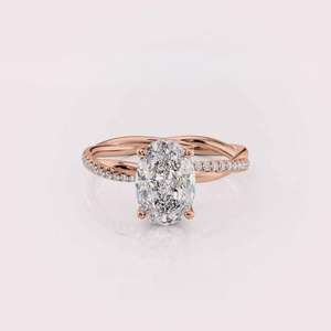 Bague classique vintage sertie de diamants de laboratoire taille ovale, en or rose/jaune et or blanc plaqué rhodium 9 carats, certifiée IGI, bijoux pour femmes - Product Image 6